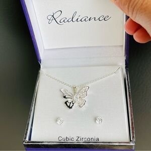 Necklace Butterfly Cubic Zirconia Earrings set